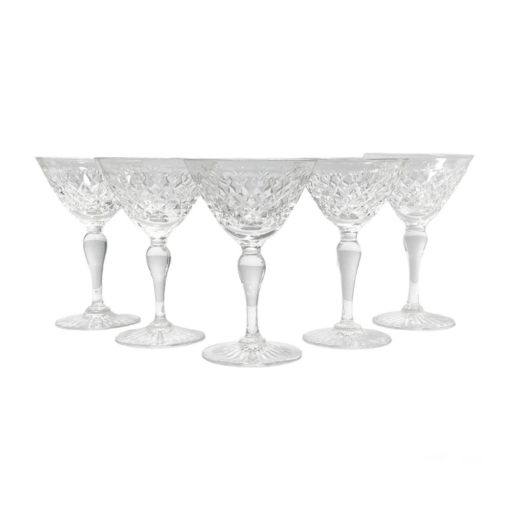 1950s Royal Brierley Set of 5 Crystal Cordial Liqueur Goblets 4 7/8” 2oz England